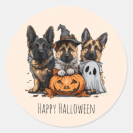 Happy Halloween German Shepherd Dogs Runder Aufkleber