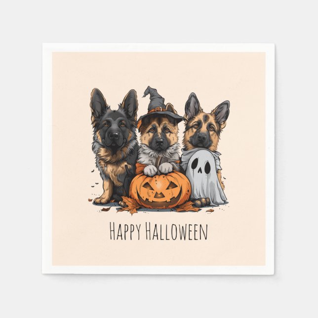 Happy Halloween German Shepherd Dogs Serviette (Vorderseite)