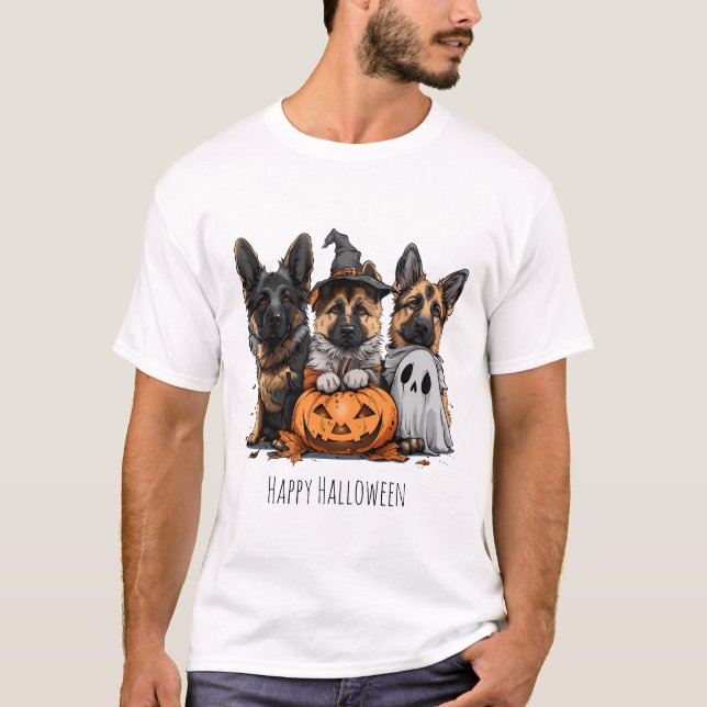 Happy Halloween German Shepherd Dogs T-Shirt (Vorderseite)