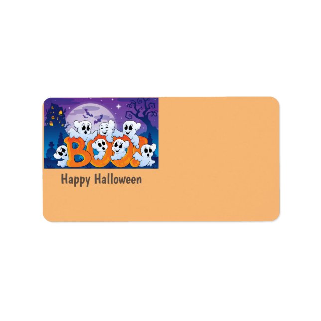 Happy Halloween Ghost Adressaufkleber (Vorne)