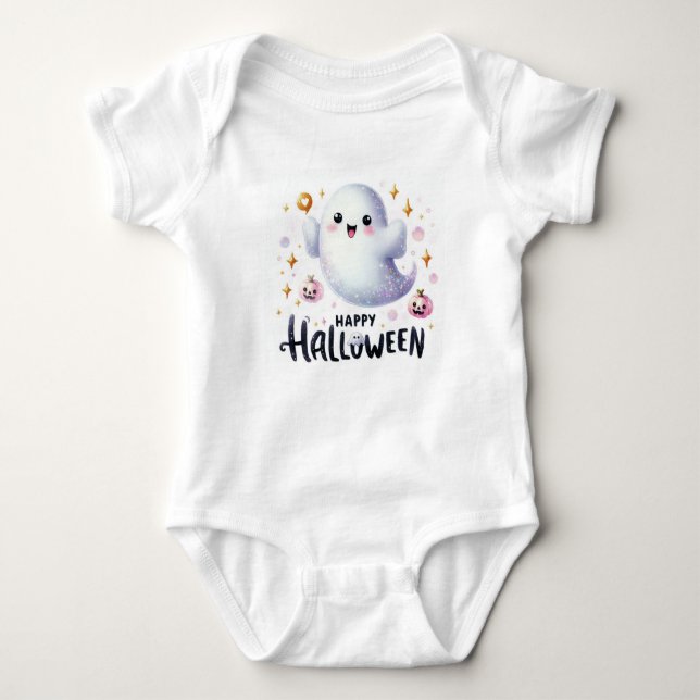 Happy Halloween Ghost Baby Strampler (Vorderseite)