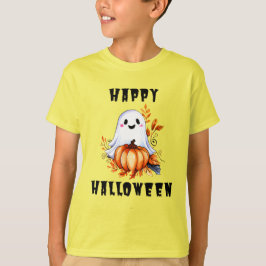 Happy Halloween Ghost Black T-Shirt