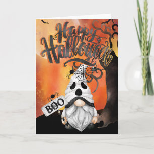 Happy Halloween Ghost Boo Gnome Card Karte