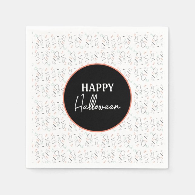 Happy Halloween Ghost Candy Hand Lettering Doodle Serviette (Vorderseite)