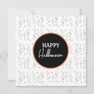 Happy Halloween Ghost Candy Hand Lettering Doodles Karte