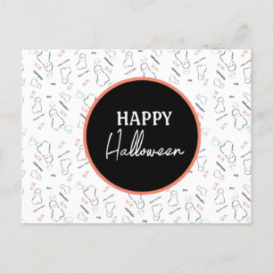 Happy Halloween Ghost Candy Hand Lettering Doodles Postkarte