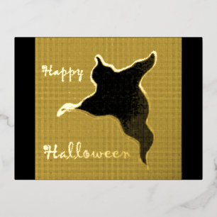 Happy Halloween Ghost Cartoon Gold Foil Postkarte