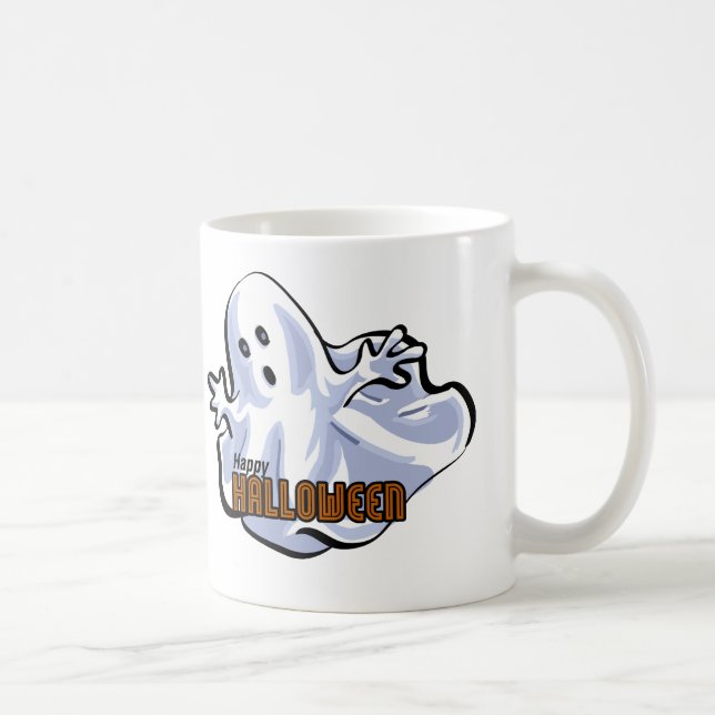 Happy Halloween Ghost Cartoon Tasse (Rechts)