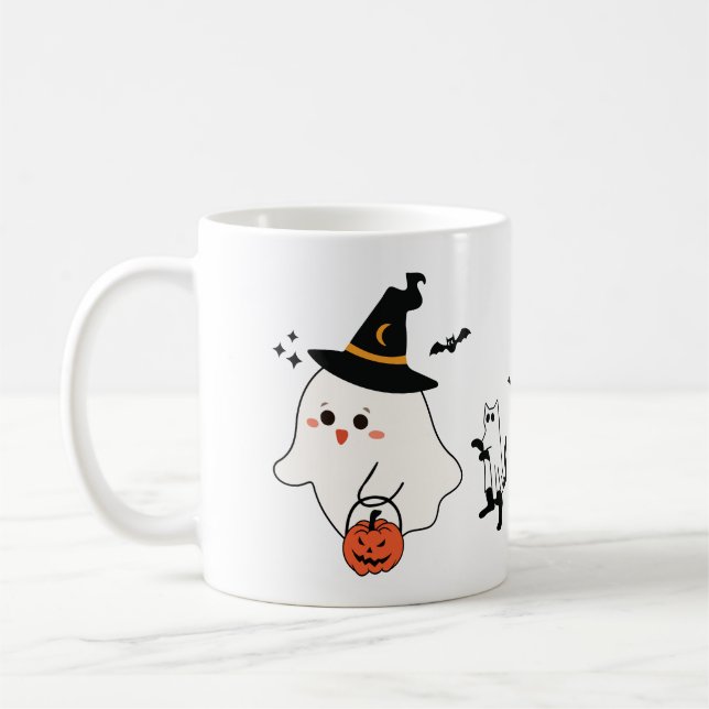 Happy Halloween Ghost Cats Kaffeetasse (Links)