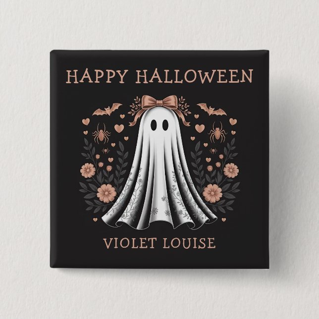 Happy Halloween Ghost Custom Button (Vorderseite)