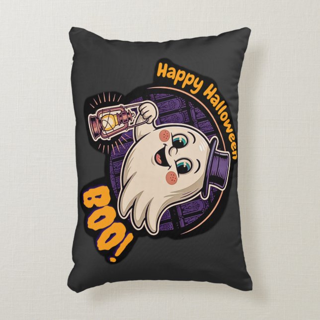 Happy Halloween Ghost – Cute Boo Lantern Spirit 👻 Dekokissen (Vorderseite(Vertikal))