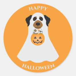Happy Halloween Ghost Dog Runder Aufkleber