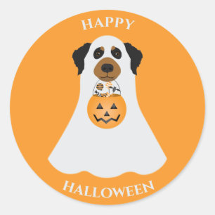 Happy Halloween Ghost Dog Runder Aufkleber
