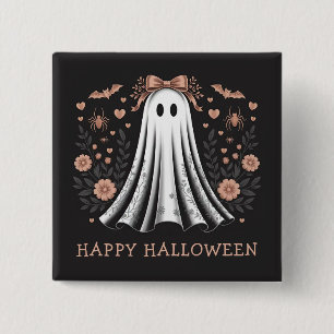 Happy Halloween Ghost Girl Button