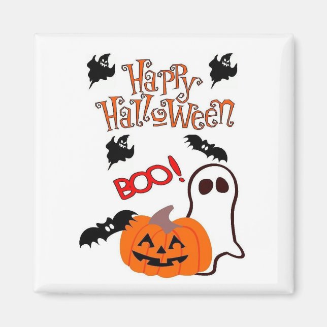 Happy Halloween Ghost Magnet (Vorne)