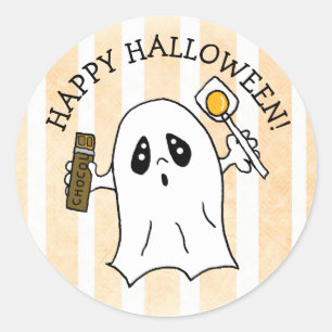 Happy Halloween Ghost mit Candy Runder Aufkleber