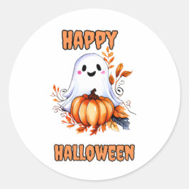 Happy Halloween Ghost - Orange Runder Aufkleber