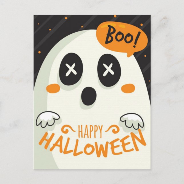 Happy Halloween Ghost Postkarte (Vorderseite)