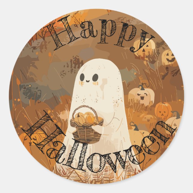 Happy Halloween Ghost Sticker (Vorderseite)