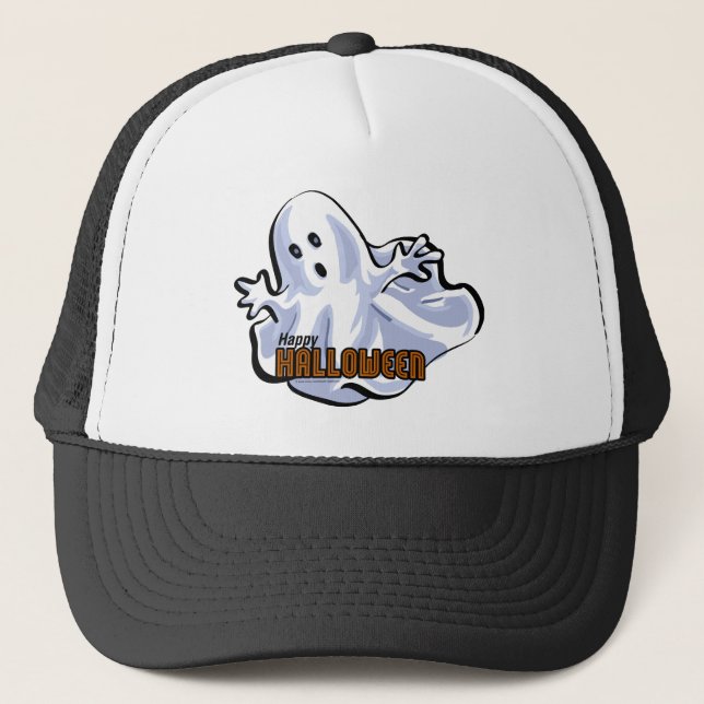 Happy Halloween Ghost Truckerkappe (Vorderseite)