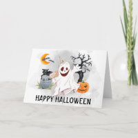 Happy Halloween Ghost Watercolor