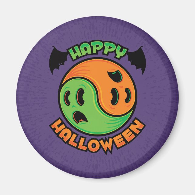 Happy Halloween Ghost Yin-Yang Magnet (Vorne)