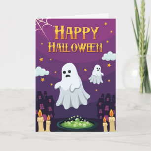 Happy Halloween Ghosts Greeting Card Karte