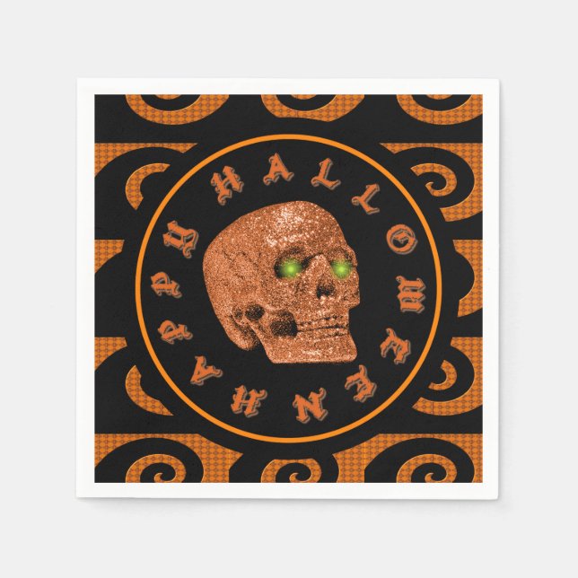 Happy Halloween Glitzer Skull Napkins Serviette (Vorderseite)