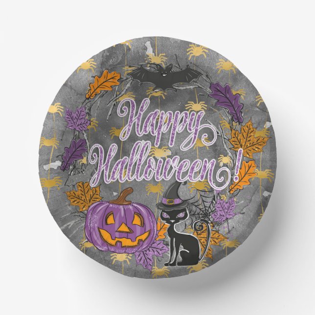 Happy Halloween Glitzer und Sparkle Paper Plate Pappteller (Vorderseite)
