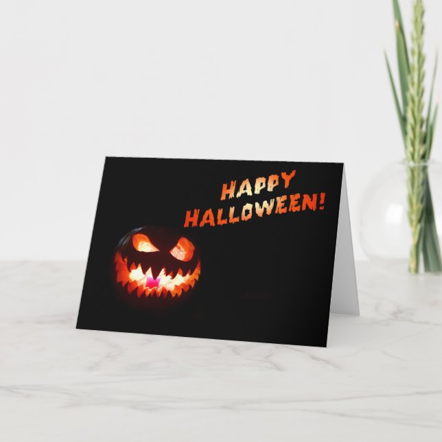 HAPPY HALLOWEEN - Glühender Jack-O-Lantern Karte (Vorderseite)