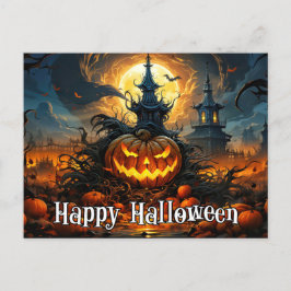 Happy Halloween | Glühender Nefarious Pumpkin Postkarte