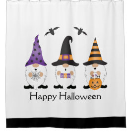 Happy Halloween Gnomes Lila Orange Duschvorhang
