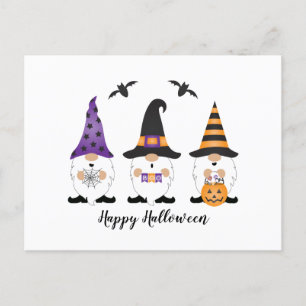 Happy Halloween Gnomes Lila Orange Postkarte