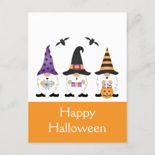 Happy Halloween Gnomes Lila Orange Postkarte