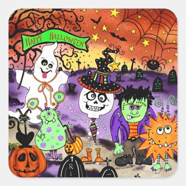Happy Halloween Goblin Sheet Stickers Niedlich (Vorderseite)