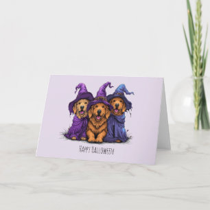 Happy Halloween Golden Retriever Hunde Hexen Karte