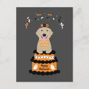 Happy Halloween Golden Retriever Spooky Ghost Boo Postkarte