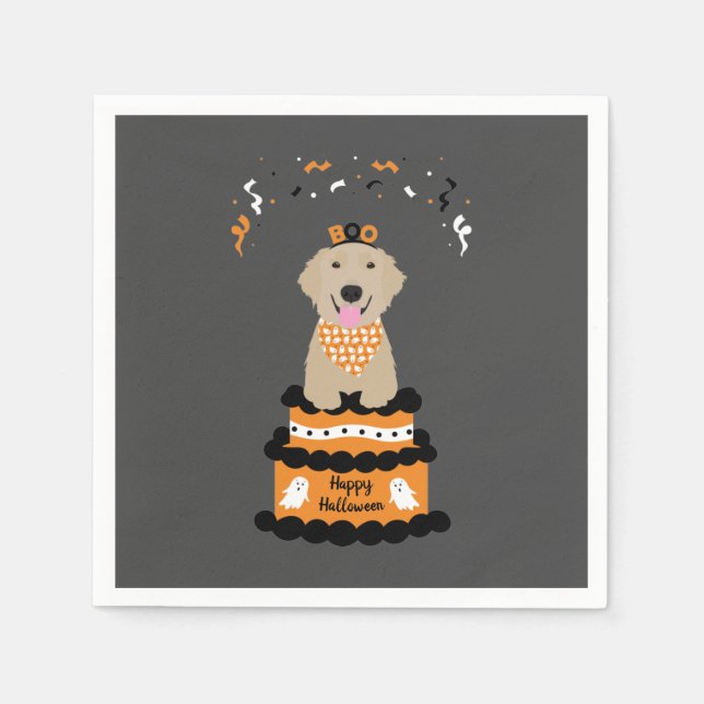Happy Halloween Golden Retriever Spooky Ghost Boo Serviette (Vorderseite)