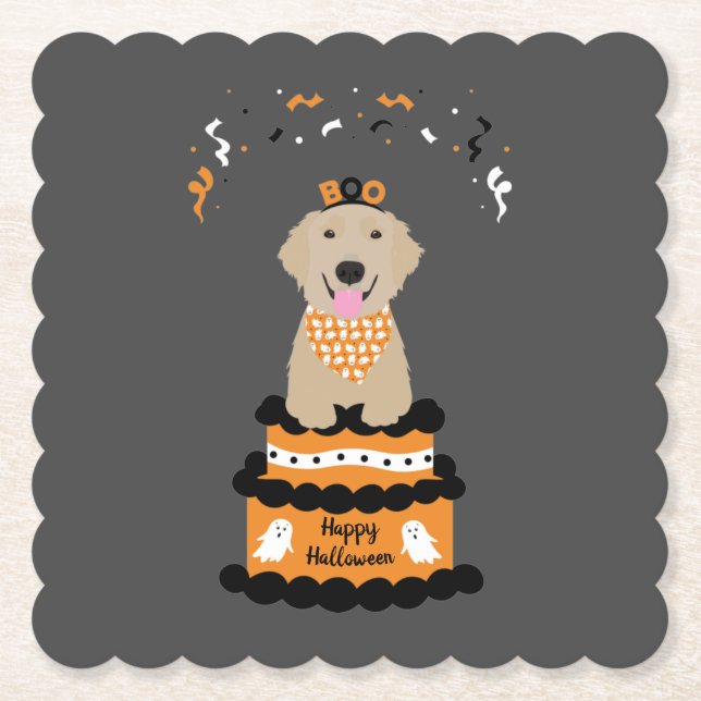 Happy Halloween Golden Retriever Spooky Ghost Boo Untersetzer (Vorderseite)