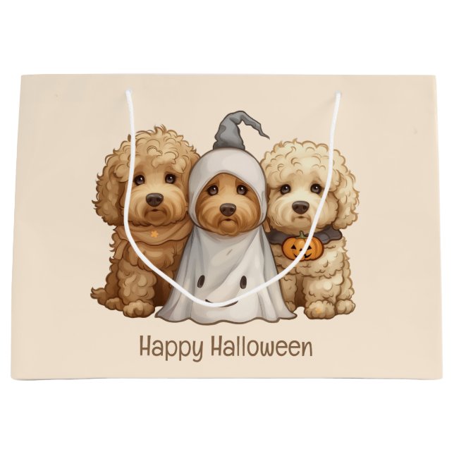 Happy Halloween Goldendoodle Hunde Große Geschenktüte (Vorderseite)