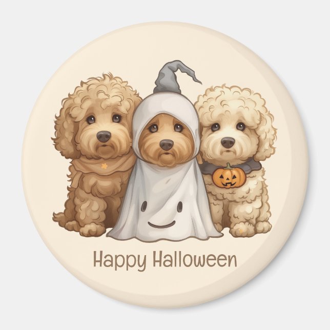 Happy Halloween Goldendoodle Hunde Magnet (Vorne)