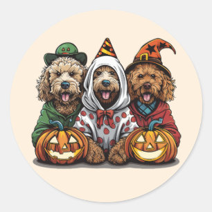 Happy Halloween Goldendoodle Hunde Runder Aufkleber