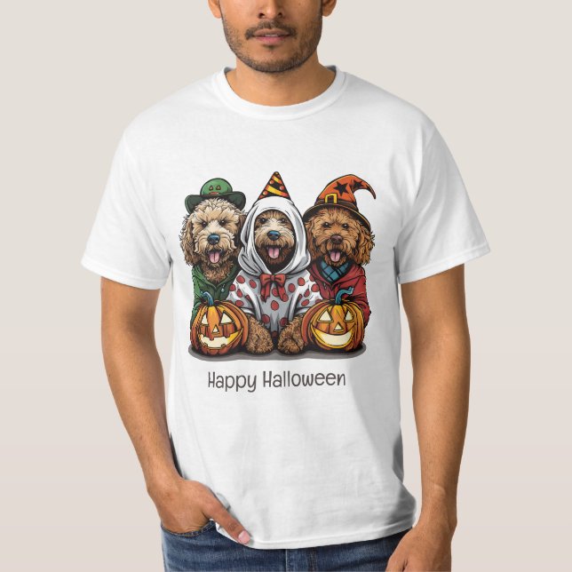 Happy Halloween Goldendoodle Hunde T-Shirt (Vorderseite)
