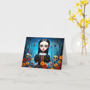 Happy Halloween Gothic Witch Girl Illustration Karte