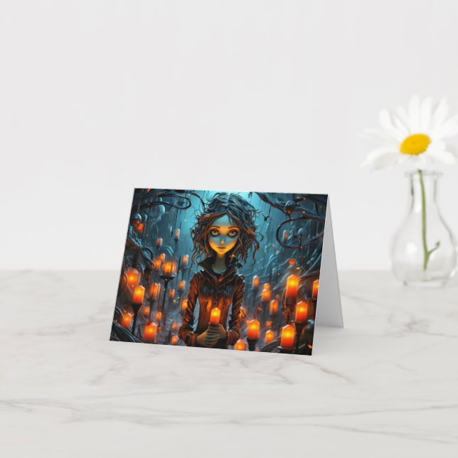 Happy Halloween Gothic Witch Illustration Karte (Kleines Gewächs)