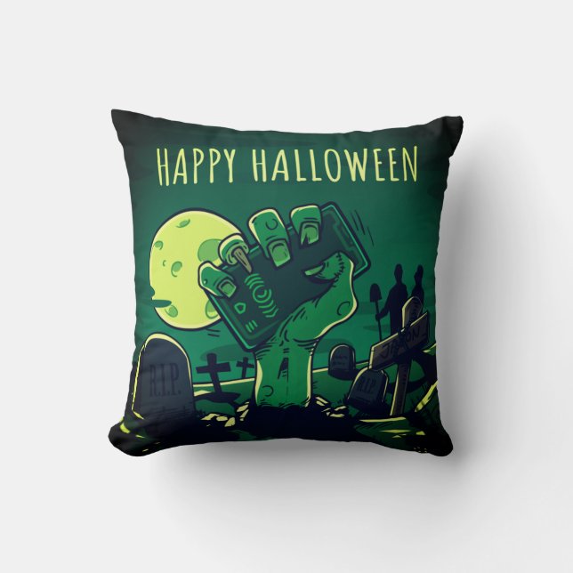 Happy Halloween Graveyard Zombie Hand Kissen (Vorderseite)