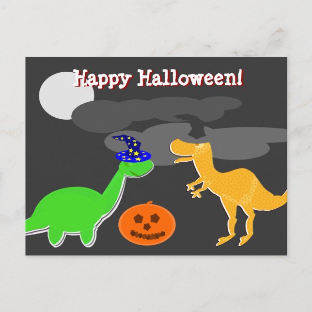 Happy Halloween Grüße Dinosaurier Postcard Postkarte (Vorderseite)