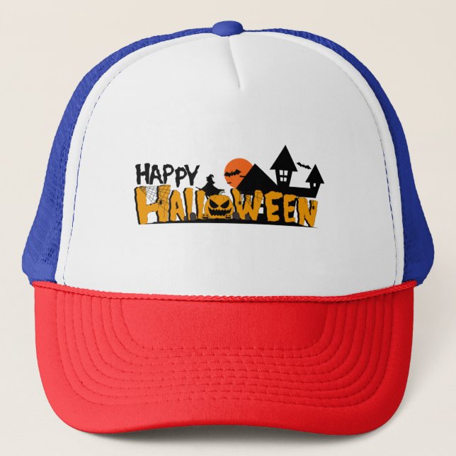 Happy Halloween Halloween-Party Truckerkappe (Vorderseite)