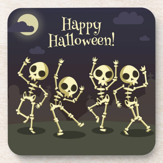 Happy Halloween - Happy Skeletons Getränkeuntersetzer (Vorderseite)