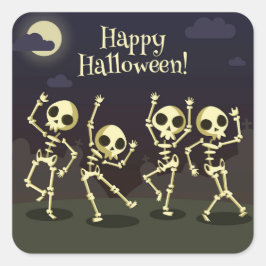 Happy Halloween - Happy Skeletons Quadratischer Aufkleber